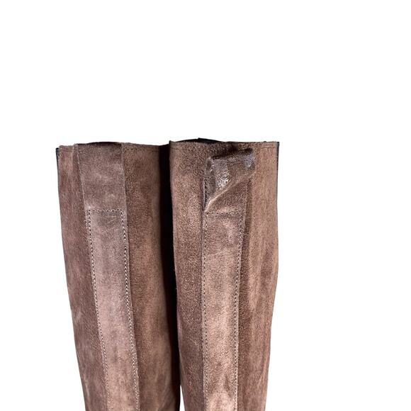 NEW Steve Madden Brown Suede Tall Platform Block Heel Boots sz 11 - Picture 13 of 14
